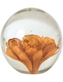 Presse-papier boule fleur bronze en verre 10 cm Novobor
