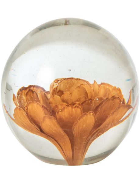 Presse-papier boule fleur bronze en verre 10 cm Novobor J-Line - 1