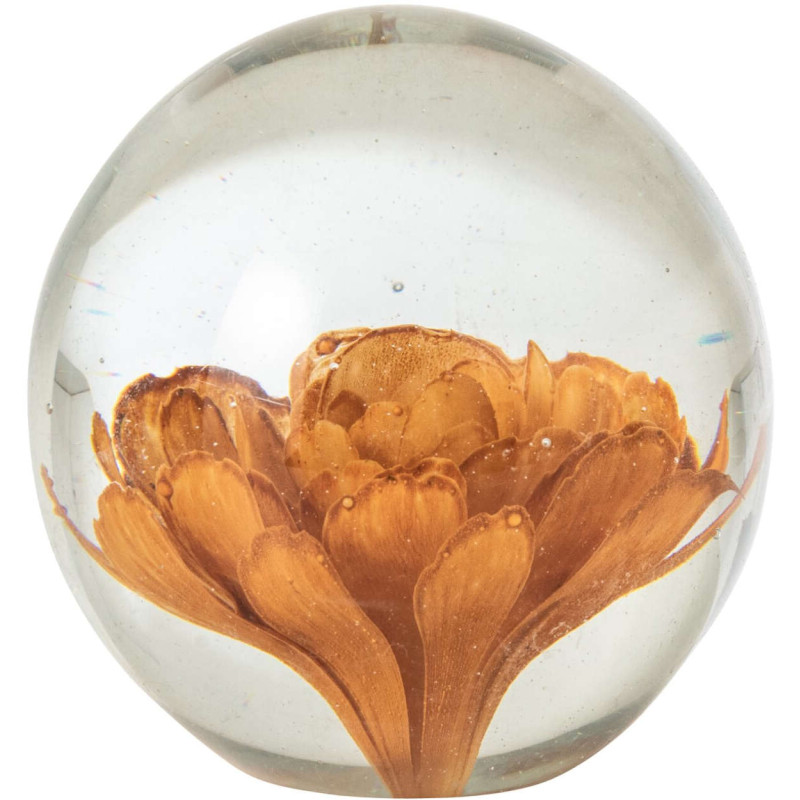 Presse-papier boule fleur bronze en verre 10 cm Novobor J-Line - 1