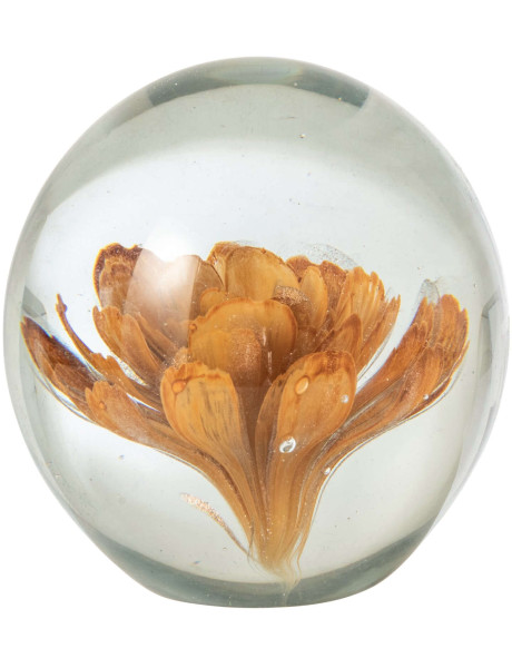 Presse-papier boule fleur bronze en verre 12 cm Novobor J-Line - 1