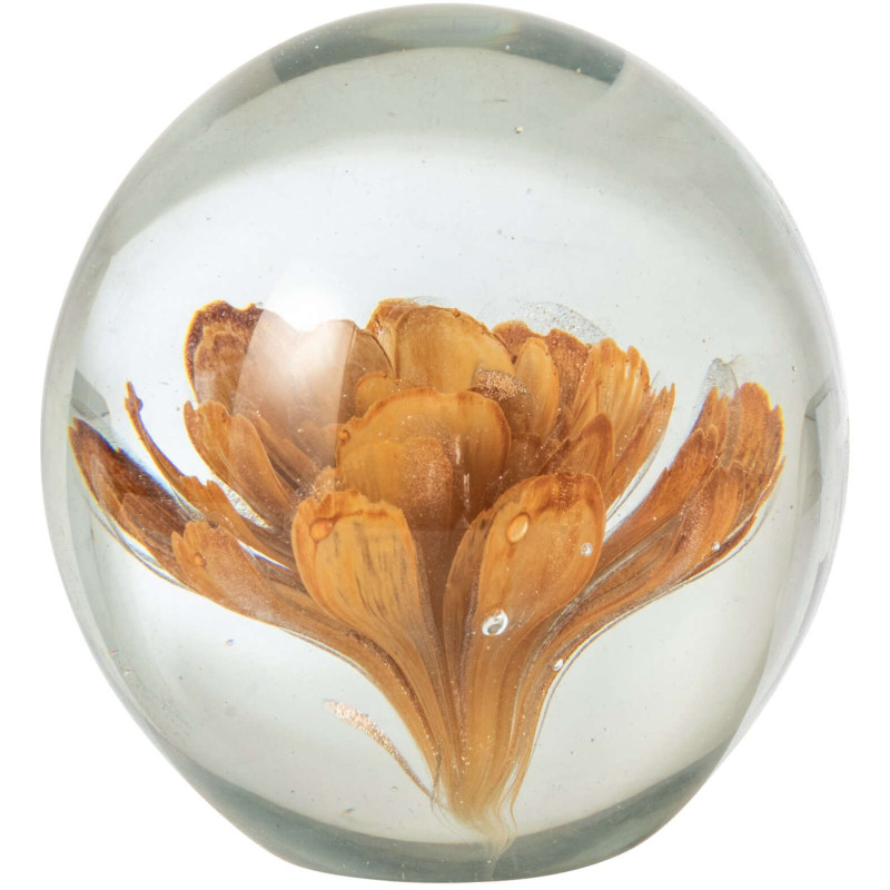 Presse-papier boule fleur bronze en verre 12 cm Novobor J-Line - 1