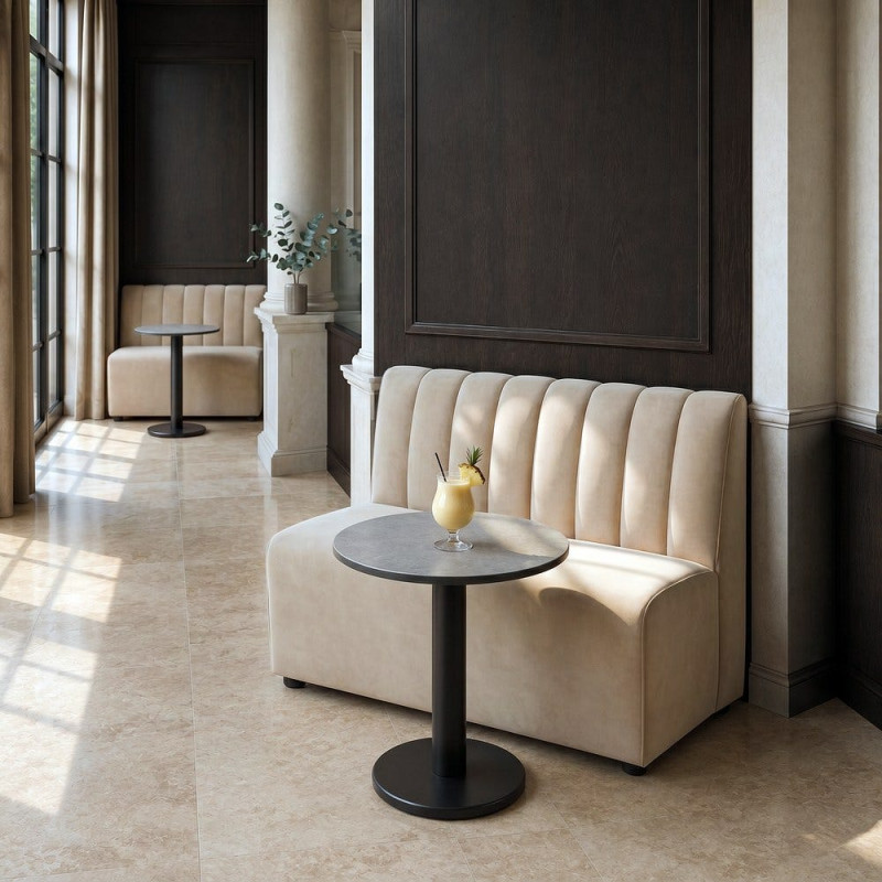 Banquette rembourrée beige 120x60x90 cm Lorea Ixia - 2