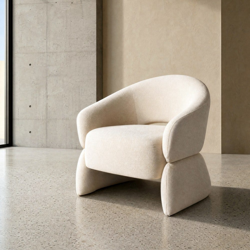 Fauteuil lounge tissu crème 77x75x73,5 cm Ombrelune Ixia - 2