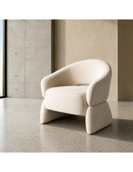 Fauteuil lounge tissu crème 77x75x73,5 cm Ombrelune Ixia - 2