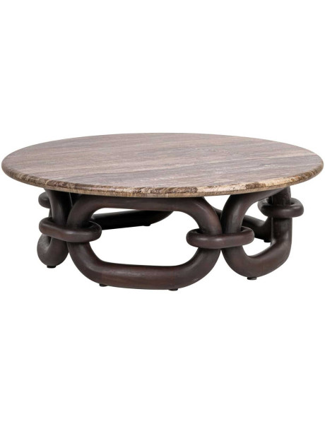Table basse ronde travertin manguier 110 cm Chainey Richmond Interiors - 1