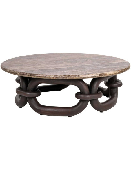 Table basse ronde travertin manguier 110 cm Chainey Richmond Interiors - 1