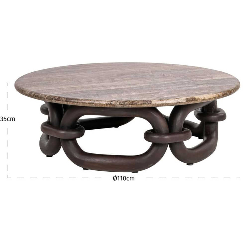 Table basse ronde travertin manguier 110 cm Chainey Richmond Interiors - 5