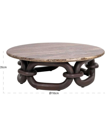 Table basse ronde travertin manguier 110 cm Chainey Richmond Interiors - 5