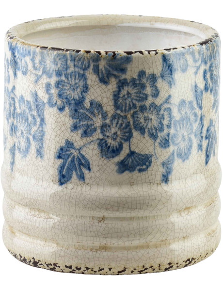 Cache-pot céramique fleurs bleues 16,5 cm Kutahya  - 1