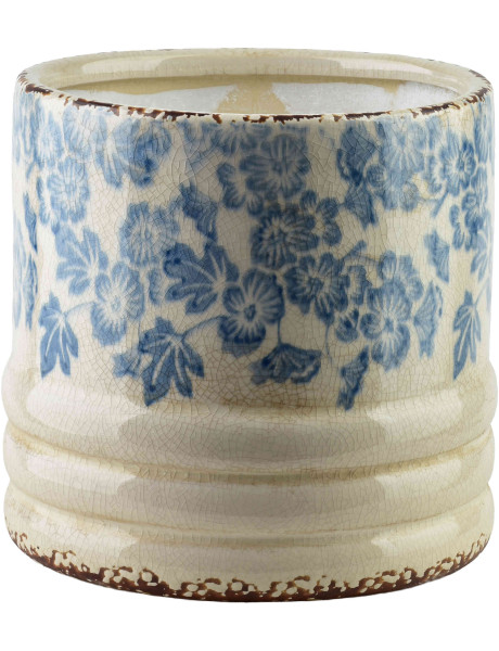 Cache-pot céramique fleurs bleues 19 cm Kutahya  - 1