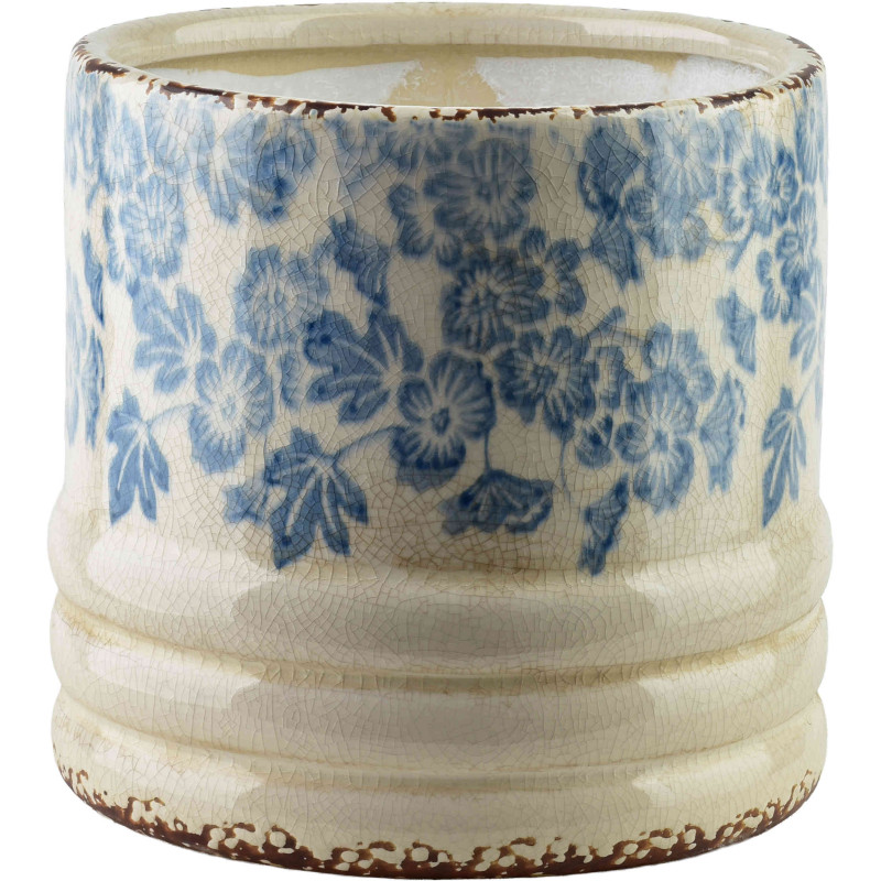 Cache-pot céramique fleurs bleues 19 cm Kutahya  - 1