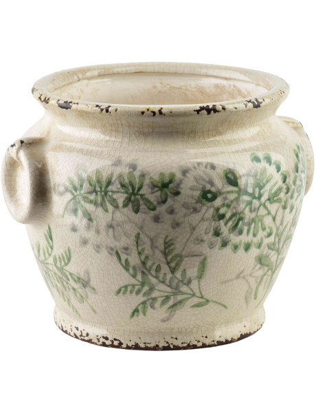 Cache-pot céramique vert à anses 18,5 cm Avanos  - 1