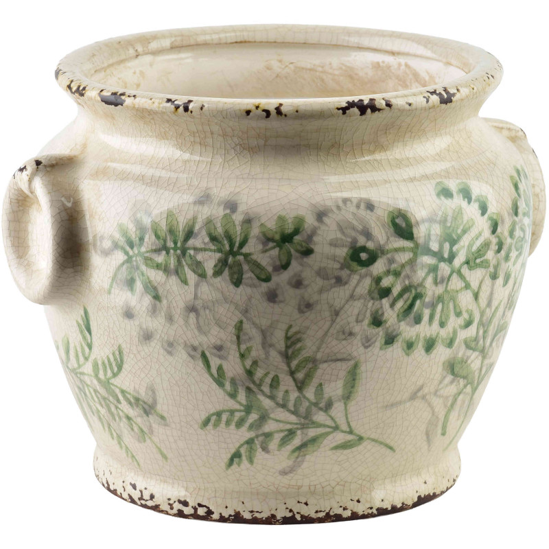 Cache-pot céramique vert à anses 18,5 cm Avanos  - 1