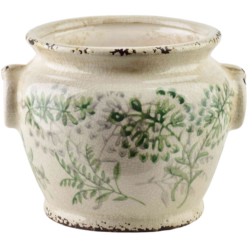 Cache-pot céramique vert à anses 18,5 cm Avanos  - 2