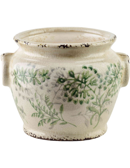 Cache-pot céramique vert à anses 18,5 cm Avanos  - 2