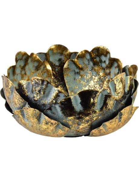 Photophore fleur métal doré 15 cm Mistra  - 1
