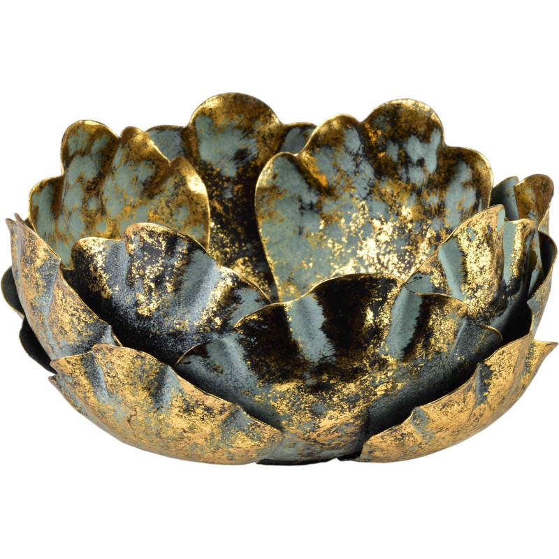 Photophore fleur métal doré 15 cm Mistra  - 1
