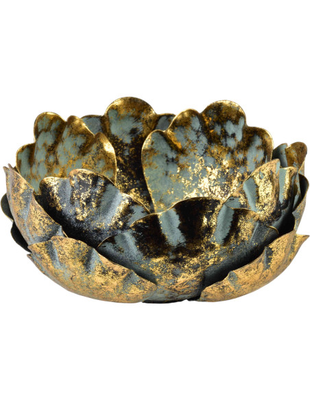 Photophore fleur métal doré 15 cm Mistra  - 1