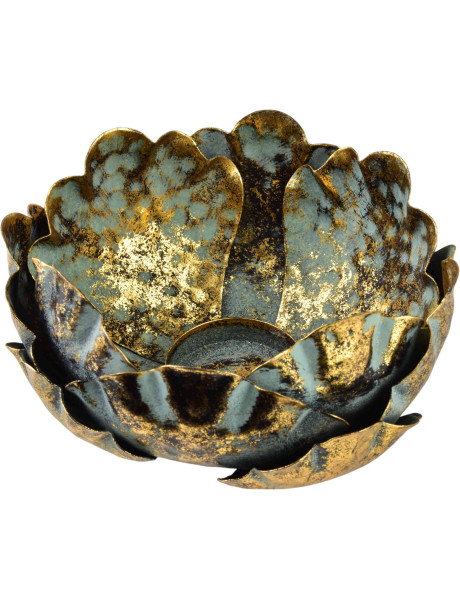 Photophore fleur métal doré 15 cm Mistra  - 2