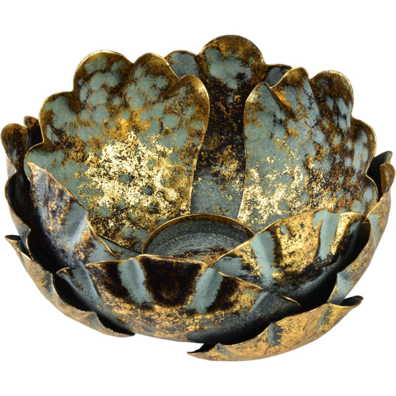 Photophore fleur métal doré 15 cm Mistra  - 2
