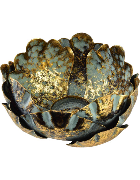 Photophore fleur métal doré 15 cm Mistra  - 2