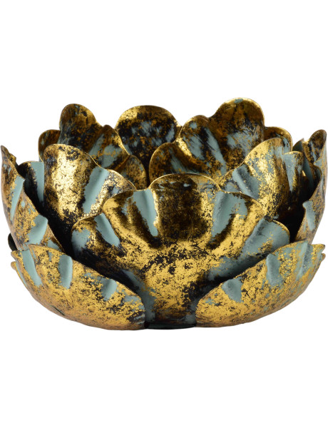 Photophore fleur métal doré 18 cm Mistra  - 1
