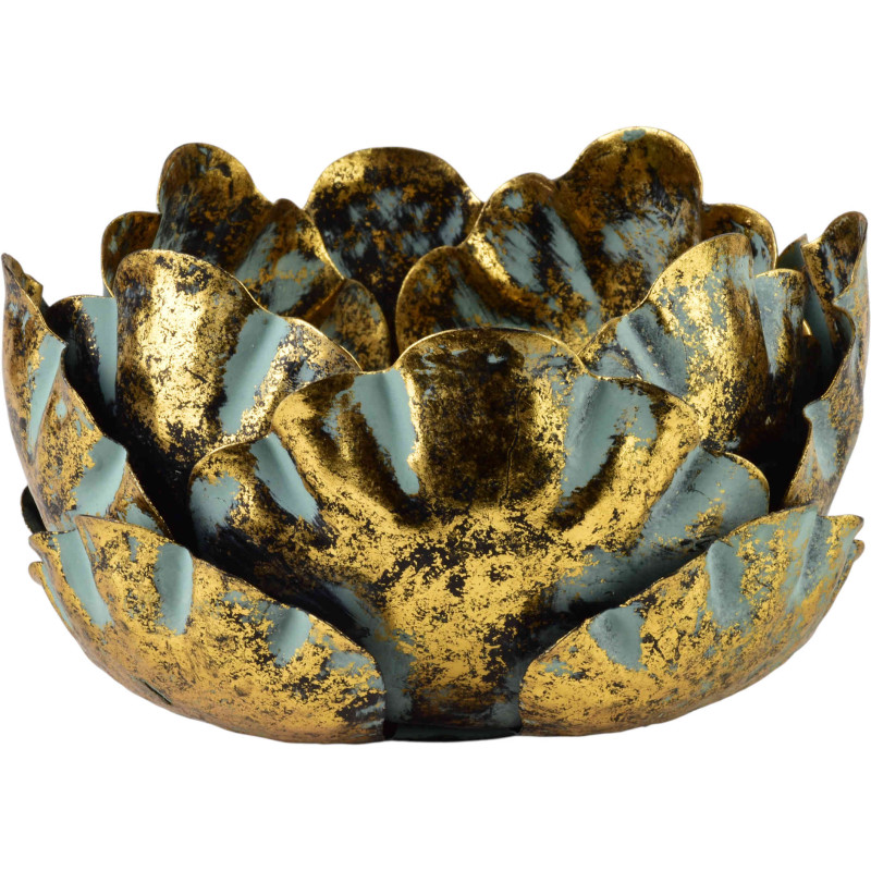 Photophore fleur métal doré 18 cm Mistra  - 1
