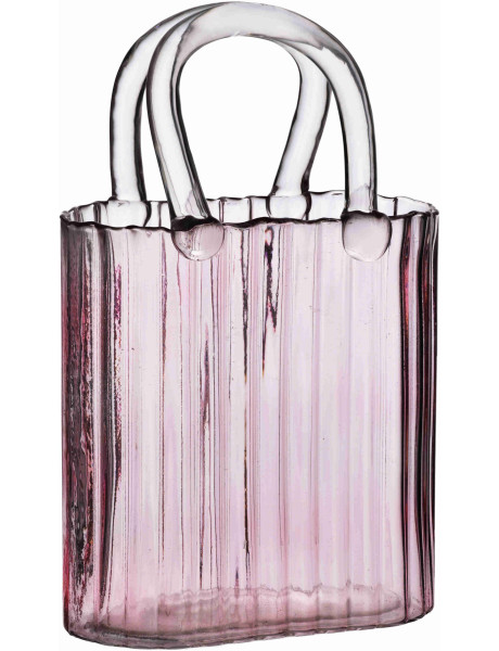 Vase sac en verre rose 27,5 cm Virelya  - 1