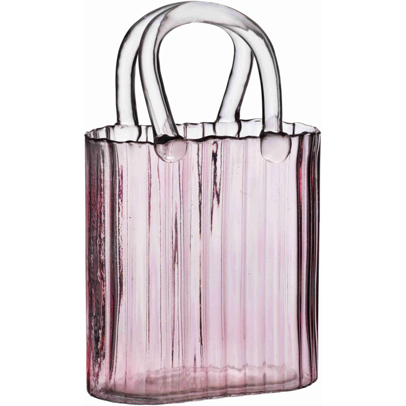 Vase sac en verre rose 27,5 cm Virelya  - 1