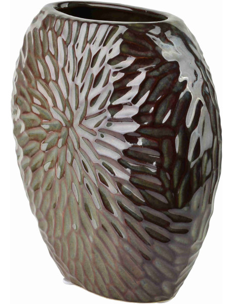 Vase céramique relief floral 20 cm Zeravelle  - 1
