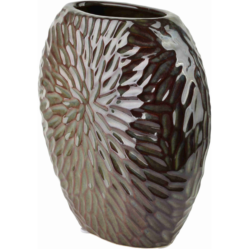 Vase céramique relief floral 20 cm Zeravelle  - 1