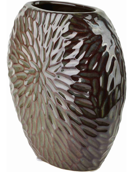Vase céramique relief floral 20 cm Zeravelle  - 1