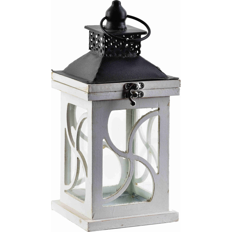 Lanterne bougie bois blanc 29,5 cm Svalora  - 1