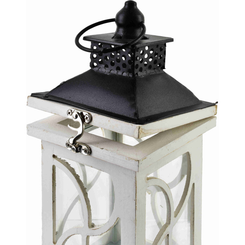Lanterne bougie bois blanc 29,5 cm Svalora  - 3