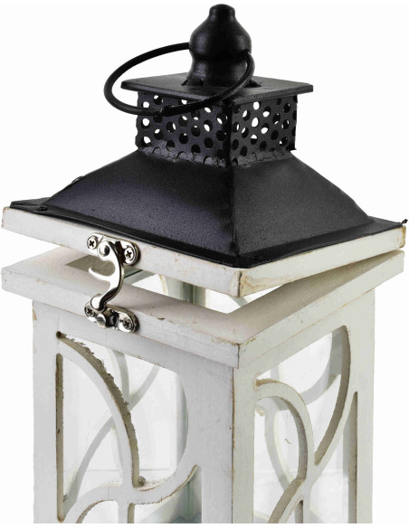 Lanterne bougie bois blanc 29,5 cm Svalora  - 3