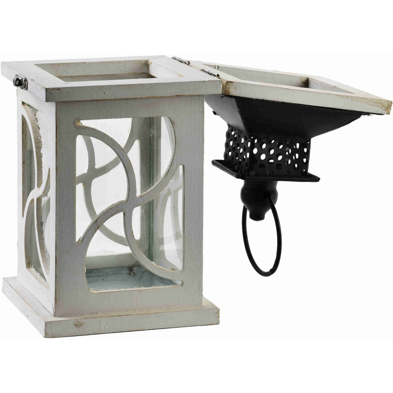 Lanterne bougie bois blanc 29,5 cm Svalora  - 4