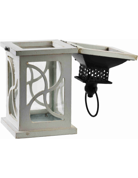 Lanterne bougie bois blanc 29,5 cm Svalora  - 4