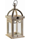 Lanterne bougie bois beige 26 cm Caldria
