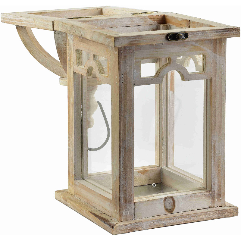 Lanterne bougie bois beige 26 cm Caldria  - 4