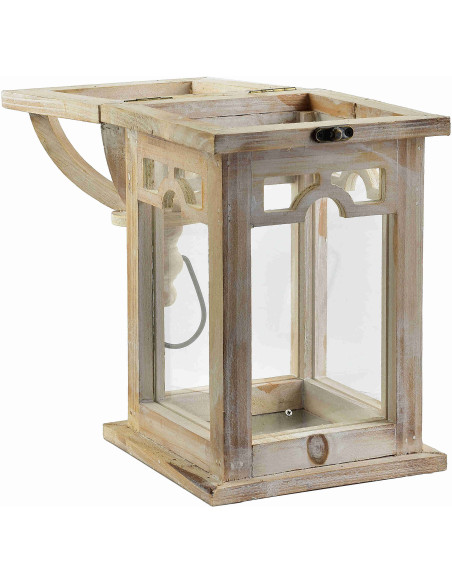 Lanterne bougie bois beige 26 cm Caldria  - 4