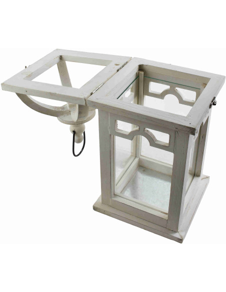 Lanterne bougie bois blanc 26 cm Caldria  - 3