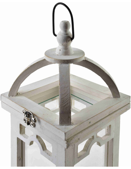 Lanterne bougie bois blanc 26 cm Caldria  - 4
