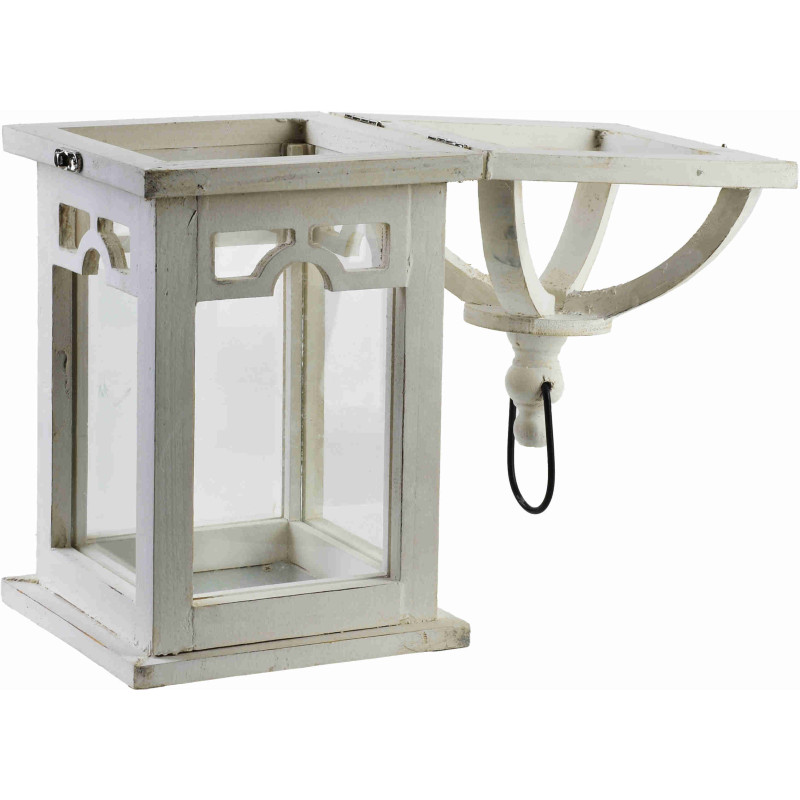 Lanterne bougie bois blanc 26 cm Caldria  - 5