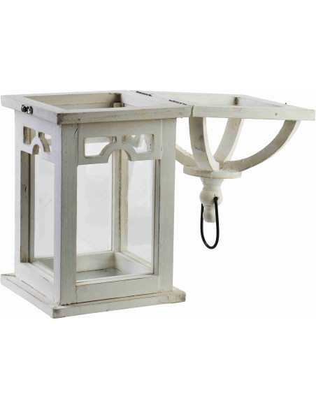 Lanterne bougie bois blanc 26 cm Caldria  - 5