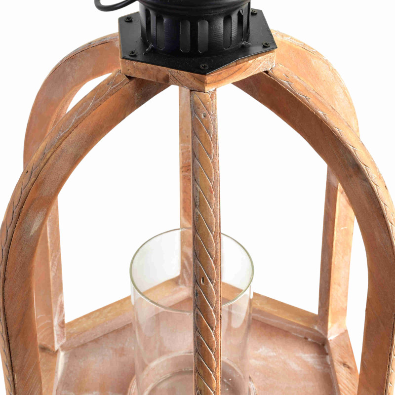 Lanterne photophore bois et verre 29x25,5x41,5 cm Avola  - 2