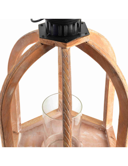 Lanterne photophore bois et verre 29x25,5x41,5 cm Avola  - 2
