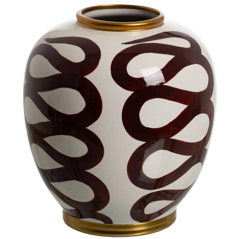 Vase décoratif en porcelaine blanc marron 25x25x29 cm Sorvella Ixia - 2