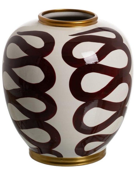 Vase décoratif en porcelaine blanc marron 25x25x29 cm Sorvella Ixia - 2