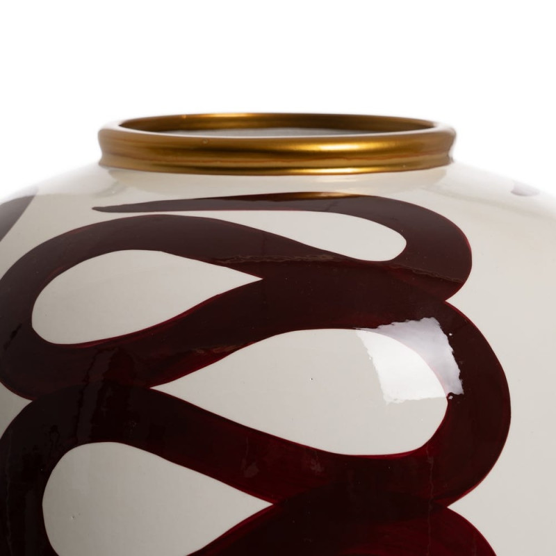 Vase décoratif en porcelaine blanc marron 25x25x29 cm Sorvella Ixia - 3