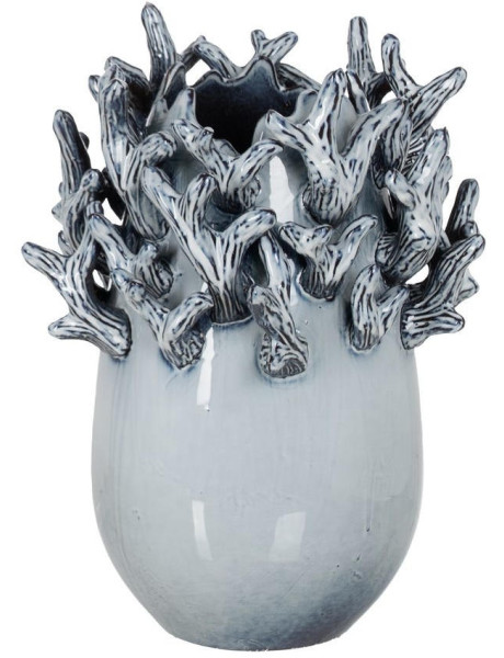 Vase céramique bleu décoratif sculpté 37 cm Thalvoria Ixia - 1